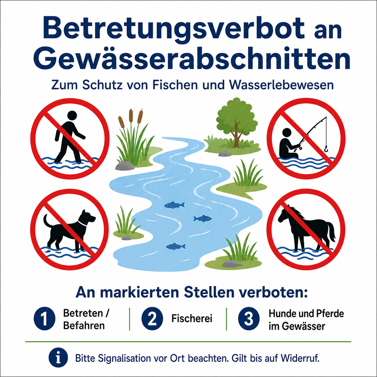 Betretungsverbot für Abschnitte des Gstaldenbachs und des Freibachs